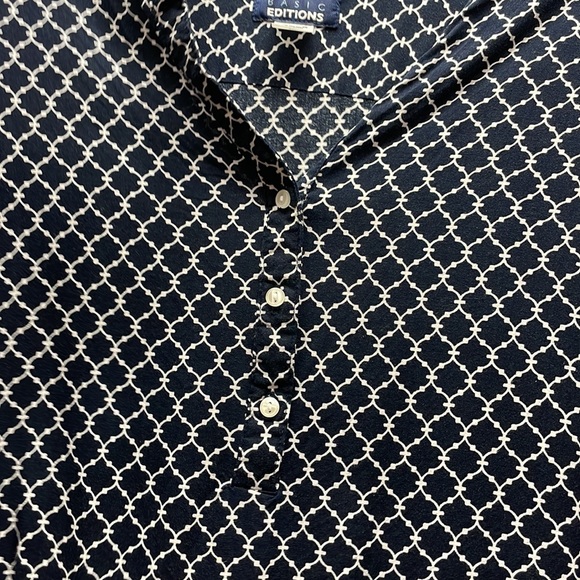 XXL basic editions navy blue and white cotton blouse - Picture 3 of 6